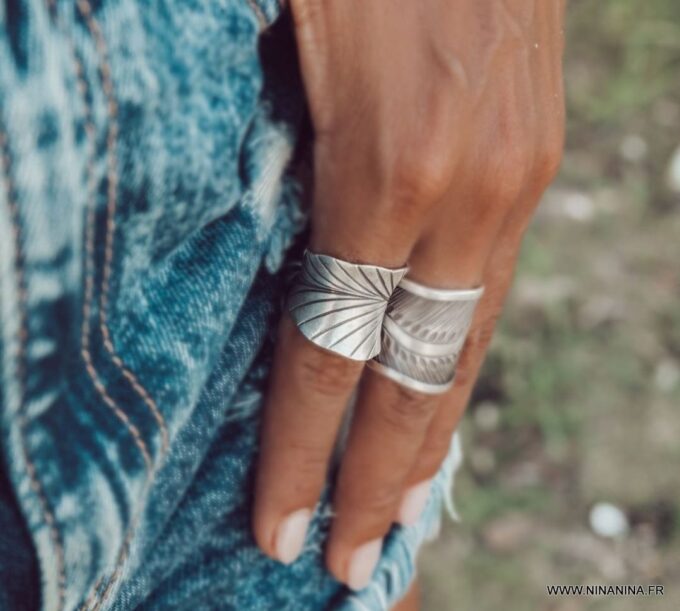 N5993b Bague argent 925 massif ajustable - Bijoux Bagues en ligne Ninanina
