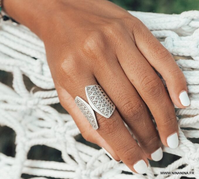 N5996 Bague argent 925 massif ajustable - Bijoux Bagues en ligne Ninanina