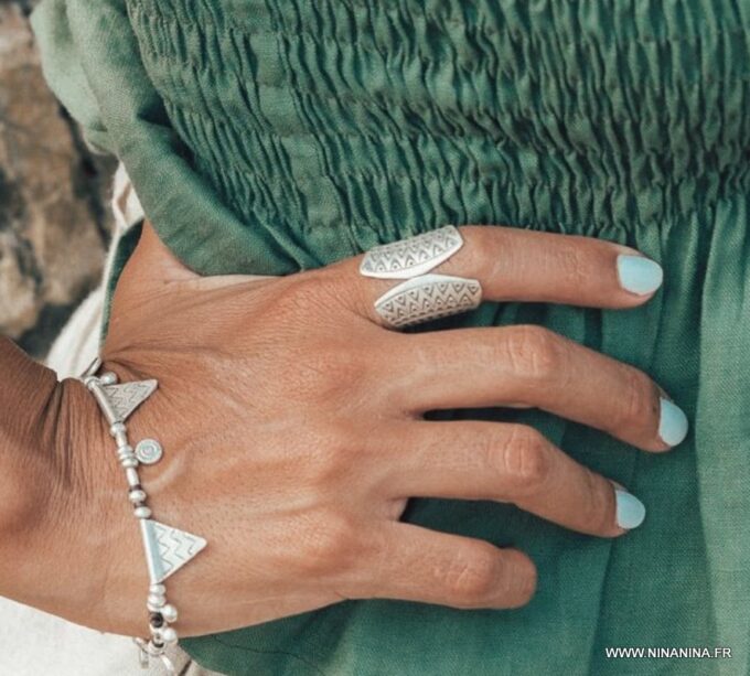 N5996a Bague argent 925 massif ajustable - Bijoux Bagues en ligne Ninanina