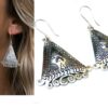 N5997a Boucles d'oreilles tribales boheme ethnique argent 925 massif - Bijoux Boucle en ligne Ninanina