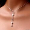 N6001c Collier chaine lasso pierres fines pierre de lune argent 925 massif - Bijoux Colliers en ligne ninanina