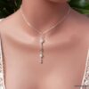 N6001e Collier chaine lasso pierres fines pierre de lune argent 925 massif - Bijoux Colliers en ligne ninanina