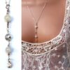 N6001f Collier chaine lasso pierres fines pierre de lune argent 925 massif - Bijoux Colliers en ligne ninanina