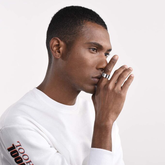 N6004 Bague anneau large homme ou femme argent ajustable - Bijoux Bagues en ligne Ninanina