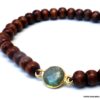 N6027a Bracelet perles bois labradorite naturelle plaqué or - Bijoux Bracelets en ligne Ninanina