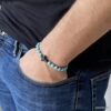 N6028b Bracelet avec croix pour femme et homme turquoise - Bijoux Bracelets en ligne Ninanina