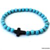 N6028c Bracelet perles turquoise naturelle croix noire - Bijoux Bracelets en ligne Ninanina