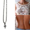 N6029 Collier chaine de dos croix acier inoxydable argenté - Bijoux Colliers en ligne Ninanina
