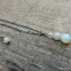 N6030c Collier chaine de dos pierre fine perles pierre de lune acier inoxydable argenté - Bijoux Colliers en ligne Ninanina