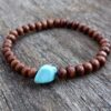 N6032 Bracelet elastique perles bois perle nugget turquoise naturelle - Bijoux Bracelets en ligne Ninanina