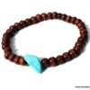 N6032b Bracelet elastique perles bois perle nugget turquoise naturelle - Bijoux Bracelets en ligne Ninanina