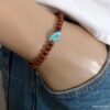 N6032d Bracelet elastique perles bois perle nugget turquoise naturelle - Bijoux Bracelets en ligne Ninanina