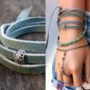 N6033 Bracelet femme wrap cordon daim perle argent 925 massif - Bijoux Bracelets en ligne Ninanina
