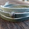 N6033a Bracelet femme wrap cordon daim perle argent 925 massif - Bijoux Bracelets en ligne Ninanina