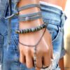 N6033b Bracelet femme wrap cordon daim perle argent 925 massif - Bijoux Bracelets en ligne Ninanina