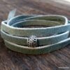 N6033c Bracelet femme wrap cordon daim perle argent 925 massif - Bijoux Bracelets en ligne Ninanina