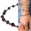 N6037 Bracelet chaine améthyste naturelle métal noir - Bijoux Bracelets en ligne Ninanina