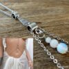 N6040e Chaine de corps pierres de lune naturelles acier inoxydable - Bijoux Chaines en ligne Ninanina