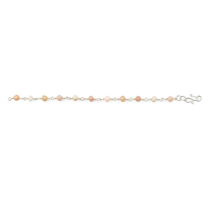 N6048a Chaine de cheville rose opale naturelle signe infini Argent 925 - Bijoux de pieds en ligne Ninanina