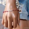 N6051 Bracelet Grenat rouge Et symbole infini Argent 925 massif - Bijoux Bracelets en ligne Ninanina