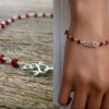 N6051 Bracelet perles grenat naturelle infini argent massif - Bijoux Bracelets en ligne Ninanina