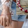 N6051b Bracelet Grenat rouge Et symbole infini Argent 925 massif - Bijoux Bracelets en ligne Ninanina