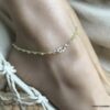 N6056b Bijou peridot - Chaine de cheville pierres et Argent 925 - Bijoux de pied en ligne Ninanina