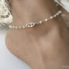 N6058 Chaine de cheville pierre de lune Argent symbole infini femme - Bijoux de pied en ligne Ninanina