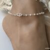 N6058f Chaine de cheville pierre de lune Argent symbole infini femme - Bijoux de pied en ligne Ninanina