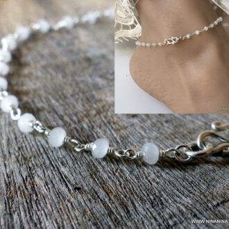 Style Bohème été Bracelet Cheville Pierre Lune JENDEAR - Argent 925 Corde Bohème Hypoallergénique Bracelet Bohème Hypoallergénique