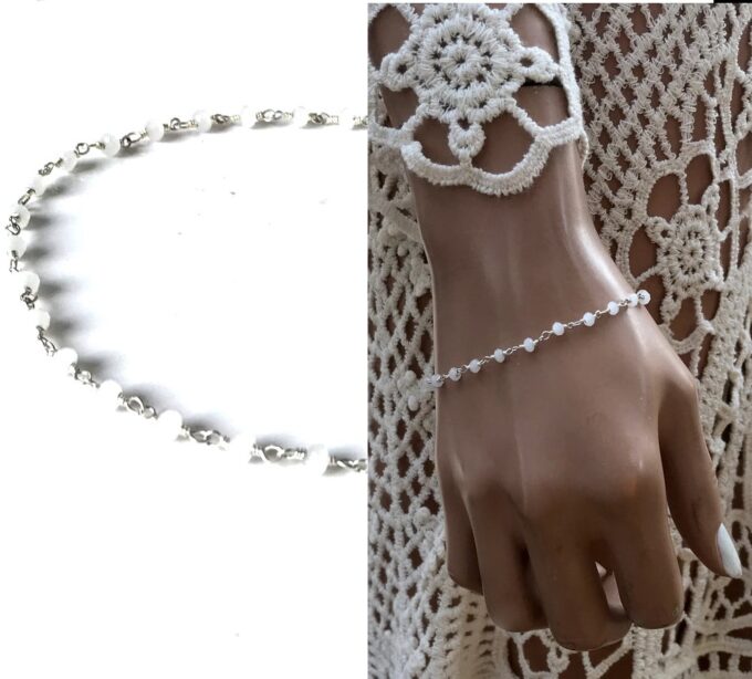 N6059 Bracelet pierre de lune symbole infini Argent 925 - Bijoux Bracelets en ligne Ninanina