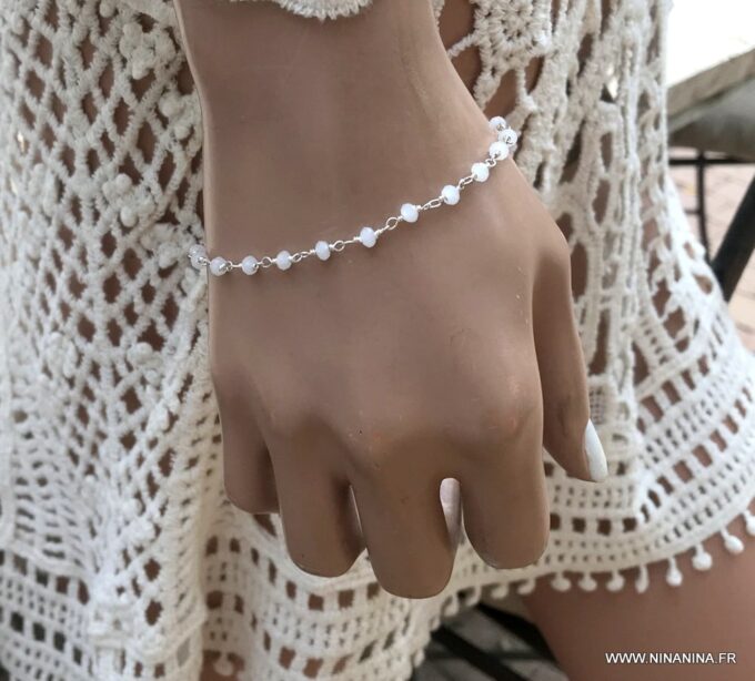 N6059a Bracelet pierre de lune symbole infini Argent 925 - Bijoux Bracelets en ligne Ninanina