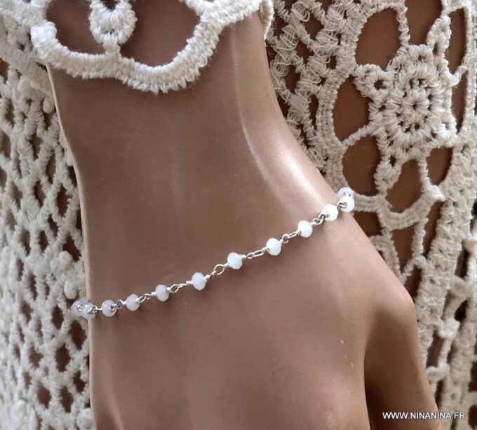 N6059b Bracelet pierre de lune symbole infini Argent 925 - Bijoux Bracelets en ligne Ninanina