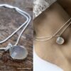 N6072f Chaine de cheville double argent pendentif pierre de lune - Bijoux Chaines de chevilles en ligne Ninanina