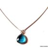 N6073 Collier long pendentif topaze bleue Argent 925 massif - Bijoux Colliers en ligne Ninanina