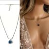N6074 Collier argent topaze bleu pendentif pour femme - Bijoux Colliers en ligne Ninanina