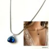N6074c Collier argent topaze bleu pendentif pour femme - Bijoux Colliers en ligne Ninanina