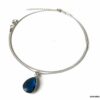 N6075c Chaine cheville argent 925 double pendentif topaze bleue - Bijoux de pieds en ligne Ninanina