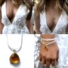 N6076c Collier pierre Citrine naturelle pendentif Sautoir Argent 925 - Bijoux Colliers en ligne Ninanina
