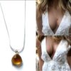 N6076f Collier pierre Citrine naturelle pendentif Sautoir Argent 925 - Bijoux Colliers en ligne Ninanina