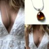 N6076k Collier pierre Citrine naturelle pendentif Sautoir Argent 925 - Bijoux Colliers en ligne Ninanina