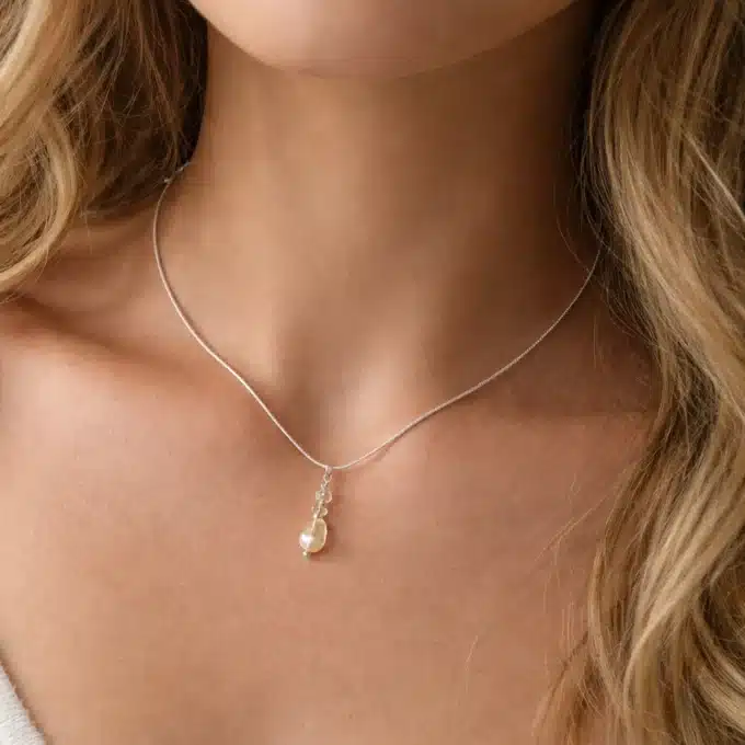 N6077b Collier citrine jaune véritable artisanal - pendentif sur chaine serpent Argent 925 massif - Bijoux Colliers femmes en ligne Ninanina