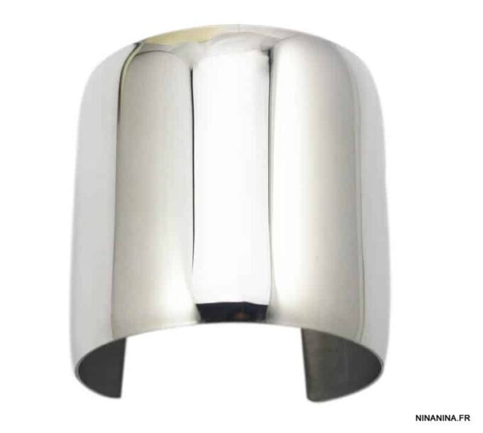 N6081a Manchette argentée large en acier inoxydable argenté - Bijoux Bracelets en ligne Ninanina