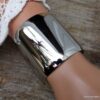 N6081c Bracelet manchette en acier inoxydable argenté - Bijoux Bracelets en ligne Ninanina