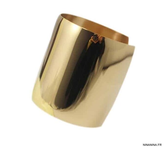 N6082a Bracelet manchette large en acier inoxydable doré - Bijoux Bracelets en ligne Ninanina