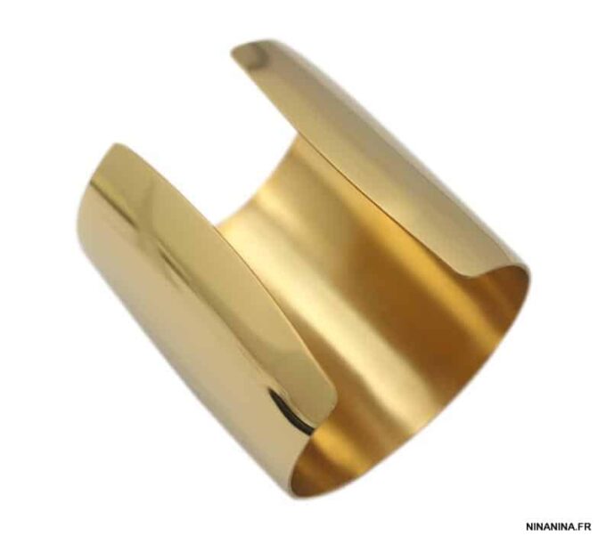 N6082c Bracelet manchette large en acier inoxydable doré - Bijoux Bracelets en ligne Ninanina