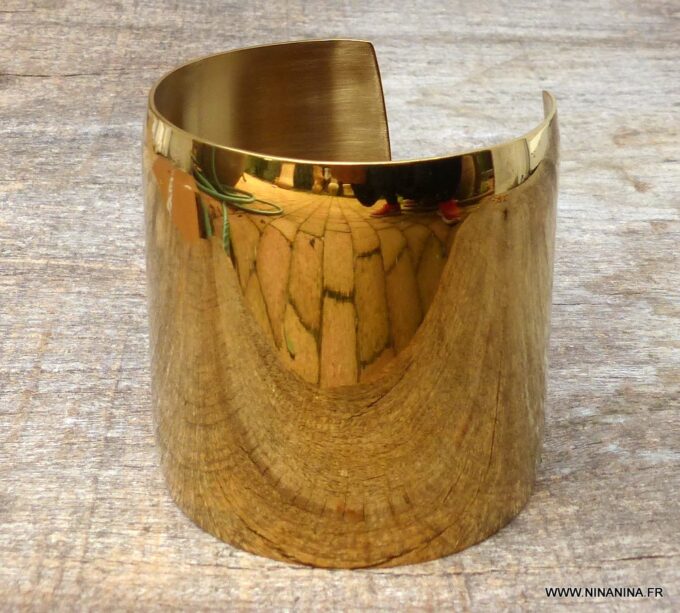 N6082d Bracelet manchette en acier inoxydable doré - Bijoux Bracelets en ligne Ninanina