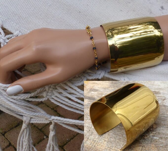 N6082h Bracelet manchette en acier inoxydable doré - Bijoux Bracelets en ligne Ninanina