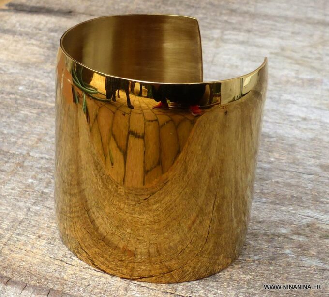 N6082i Bracelet manchette en acier inoxydable doré - Bijoux Bracelets en ligne Ninanina