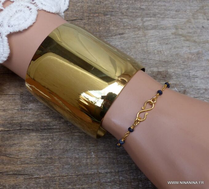 N6082l Bracelet manchette en acier inoxydable doré - Bijoux Bracelets en ligne Ninanina